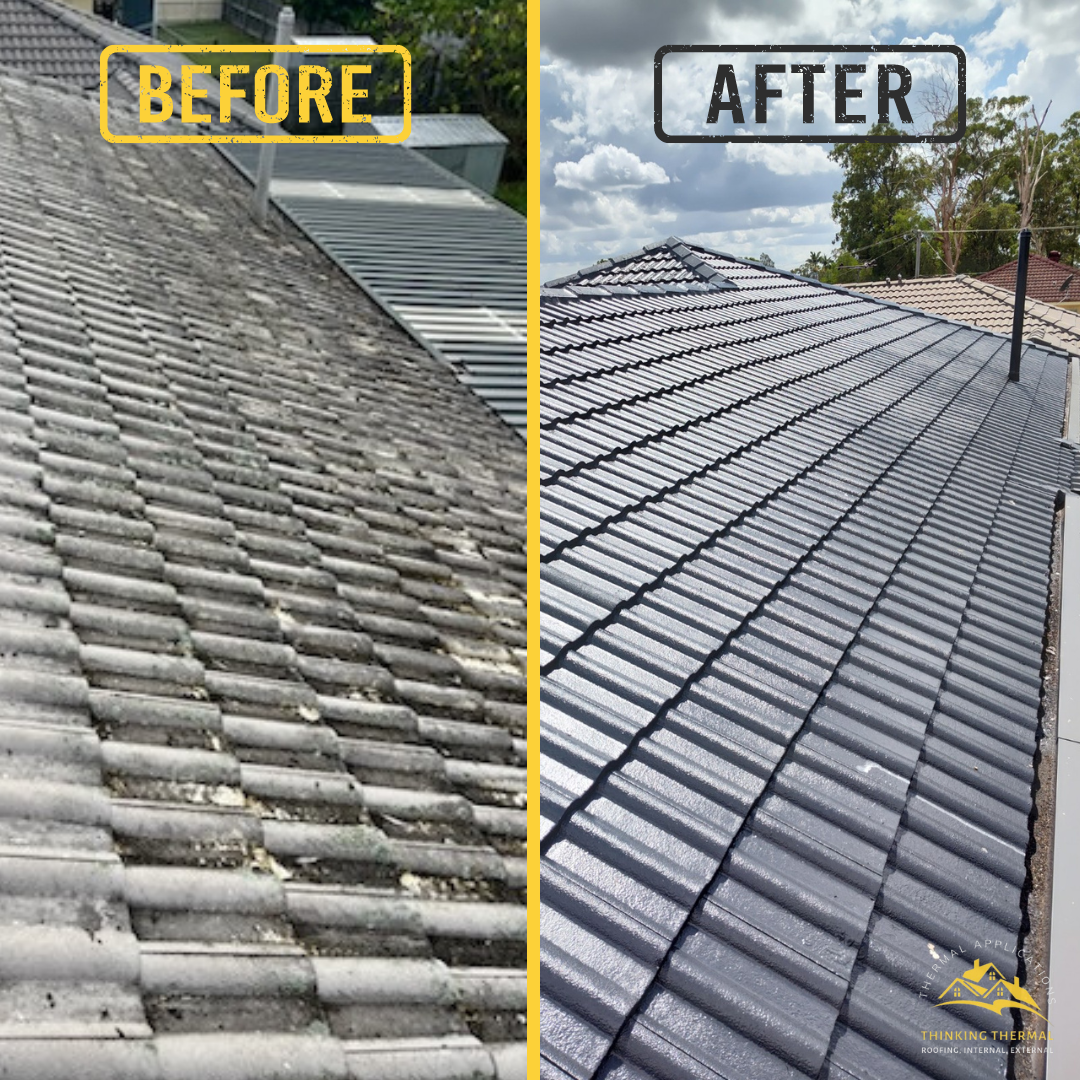 Before and After of Heat Reflective Coating Roof Restoration in Brisbane